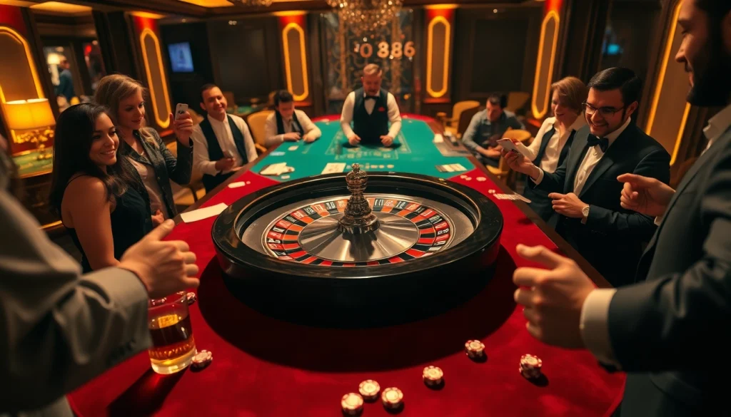 Players excitedly placing bets on the roulette table at 888b casino.
