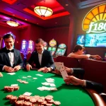 Experience the thrill of winning at F168, with vibrant casino tables and excited players actively engaging in a high-stakes poker game.